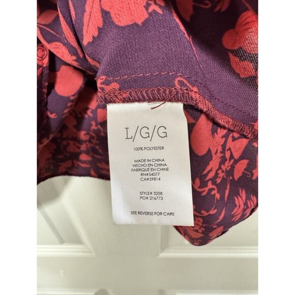 Cabi 3258 Purple Plum Maroon Red Sakura Cameo Print Layered Tank Feminine Large - Picture 10 of 14